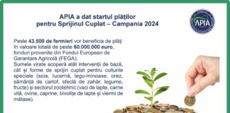 APIA a dat startul plăților pentru Sprijinul Cuplat