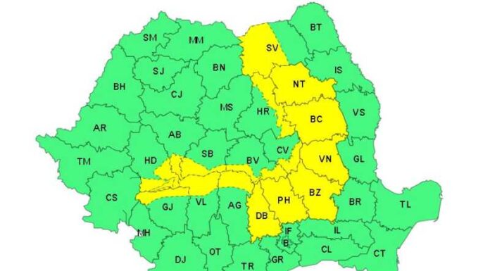 Cod galben în Gorj. Instabilitate atmosferică