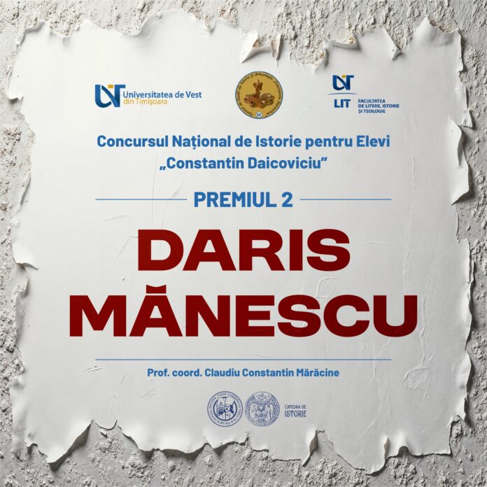 Un nou premiu pentru liceanul Daris Mănescu