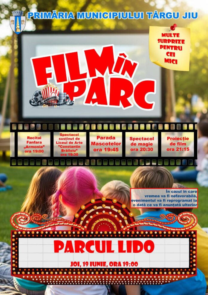 Târgu Jiu: „Film în Parc” ajunge astăzi în parcul Lido