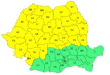 Cod galben de ploi torențiale și vijelii