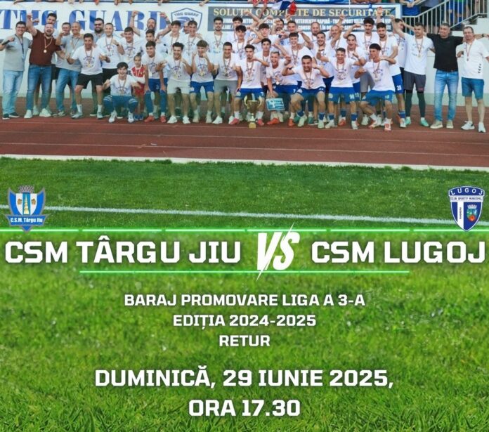 CSM Târgu Jiu luptă astăzi pentru promovarea în Liga a III-a