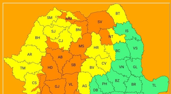 Cod portocaliu de ploi și vijelii în Gorj