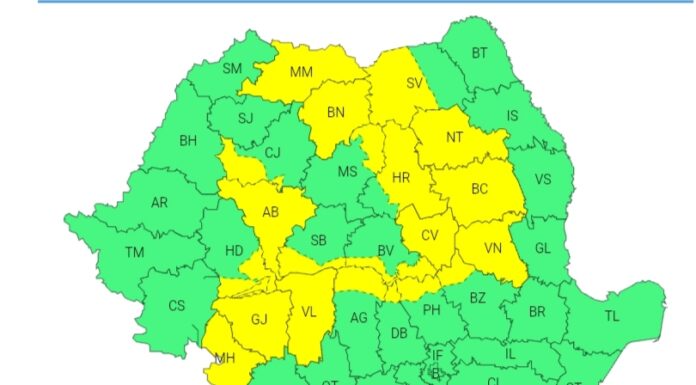 Gorjul, sub cod galben de ploi până la ora 21:00