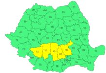 Cod galben de ploi torențiale în Gorj