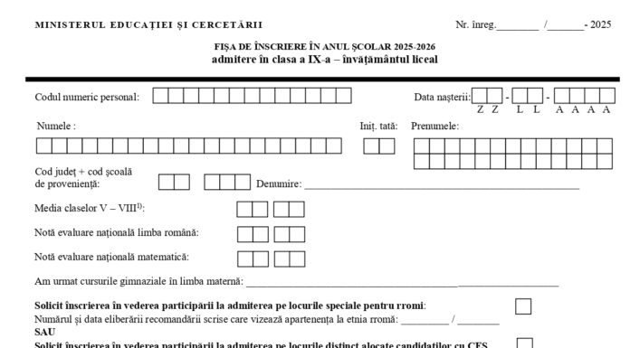 A început completarea fișelor de opțiuni pentru admiterea la liceu