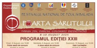Târgu Jiu devine capitala muzicii folk. Revine Festivalul „Poarta Sărutului”!
