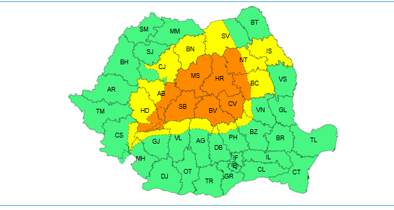Noi atenționări emise de meteorologii ANM