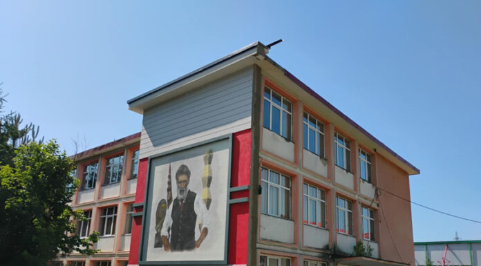 Gorjeanul care a modelat infinitul, pictat pe un liceu din Hunedoara