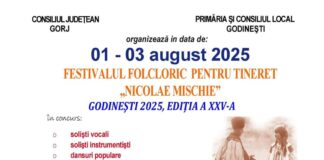 Godinești: O nouă ediție a Festivalului Folcloric pentru Tineret ”Nicolae Mischie”