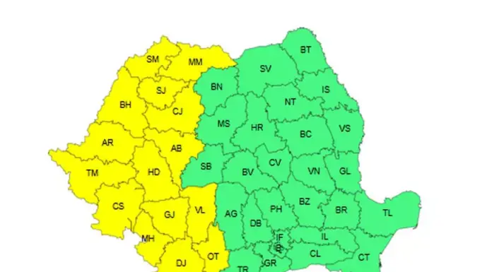 Joi, cod galben de caniculă