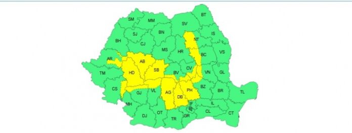 Gorjul, parțial sub cod galben de averse și vijelii