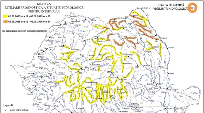 INHGA: Cod galben de inundații pe râuri din Gorj