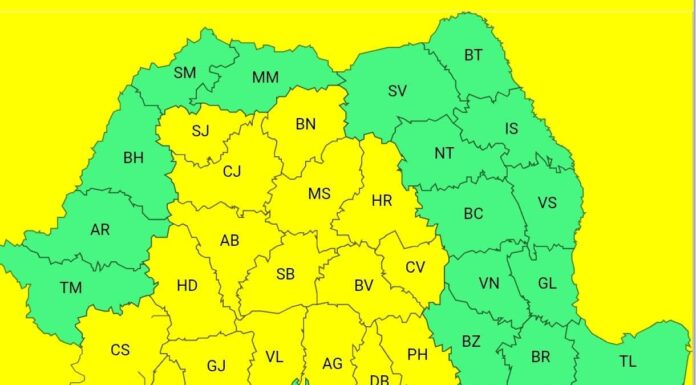 Cod galben de ploi și vijelii în Gorj