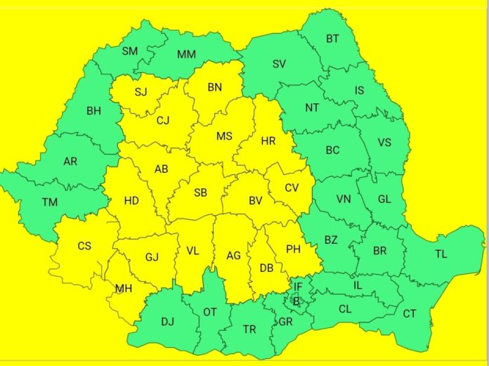 Cod galben de ploi și vijelii în Gorj