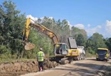 Lucrări în plină desfășurare pe drumul Târgu Jiu-Baia de Aramă