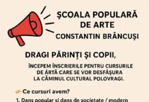 Cursuri gratuite de artă, fără limită de vârstă, la Polovragi