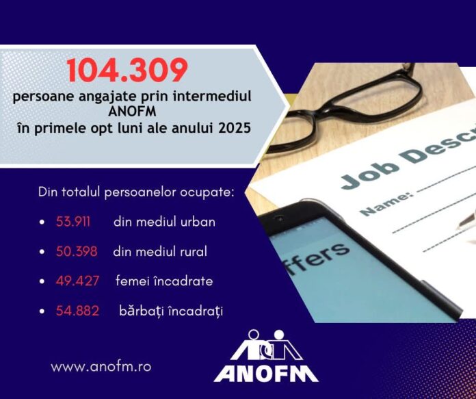 ANOFM: Peste 100.000 de persoane și-au găsit un job