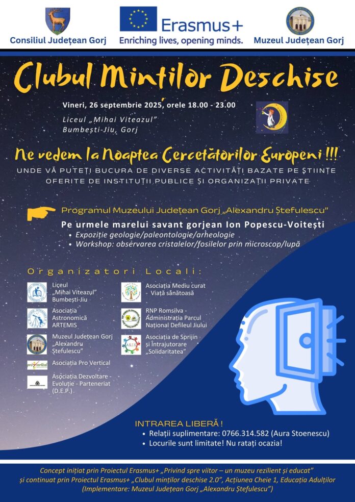 Muzeul Județean Gorj participă la Noaptea Cercetătorilor Europeni