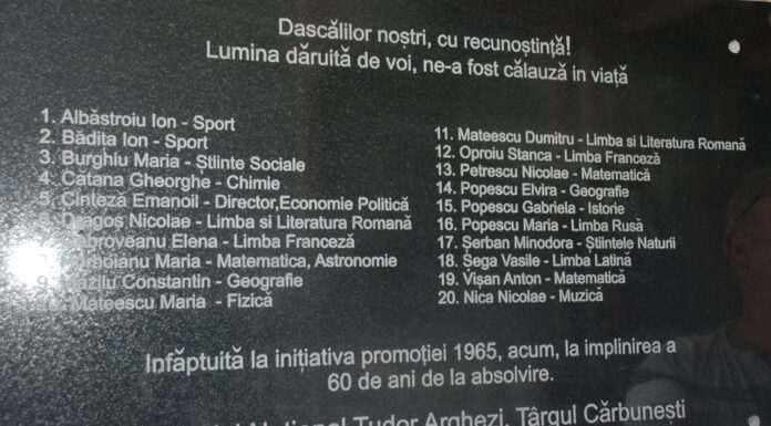 Lumina dăruită cu dragoste ne-a fost călăuză în viaţă! – ,,Vă felicit pentru iniţiativa pe care aţi avut-o şi cu acea placă comemorativă pe care aţi pus-o alături de «Tudor Arghezi»”!