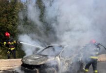 Mașină cuprinsă de flăcări, la Novaci