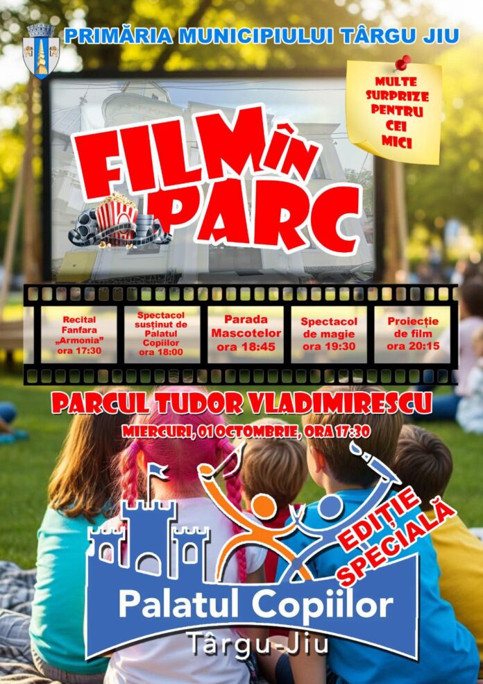 Târgu Jiu: Caravana „Film în parc”, miercuri, în Parcul Tudor Vladimirescu