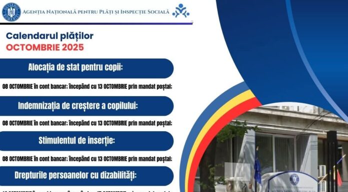 ANPIS: Calendarul plăților sociale pentru luna octombrie
