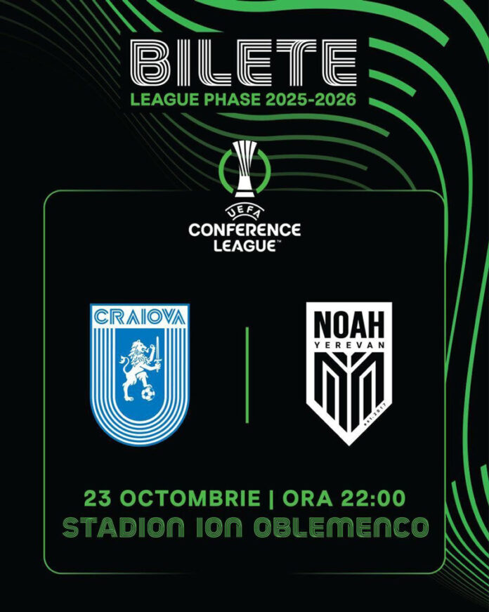 Universitatea Craiova – FC Noah, de la ora 22.00. Vin primele puncte europene pentru olteni?