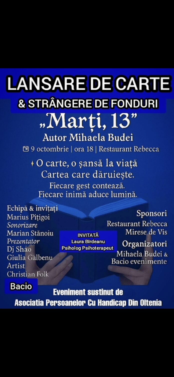 Lansare de carte cu scop caritabil, la Târgu Jiu