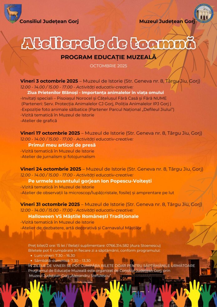 Atelierele de toamnă revin la Muzeul Județean