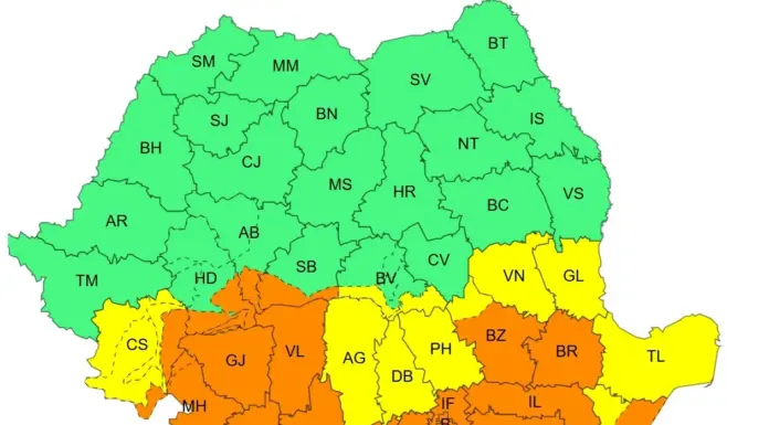 Cod portocaliu de ploi în Oltenia