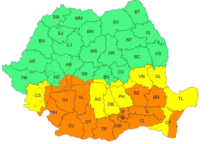 Cod portocaliu de ploi în Oltenia