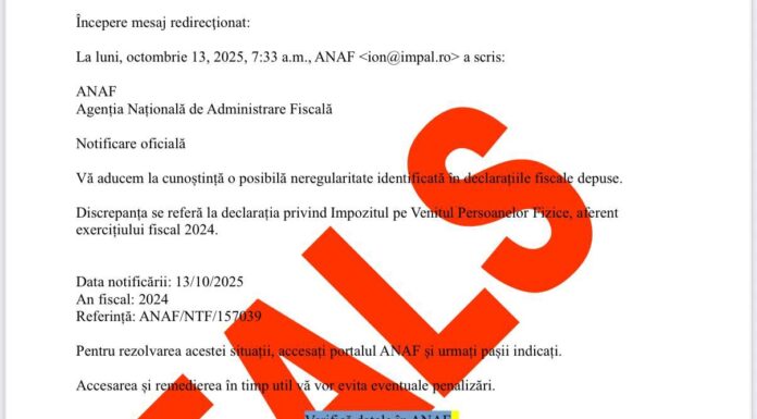 Mesaje false în numele ANAF