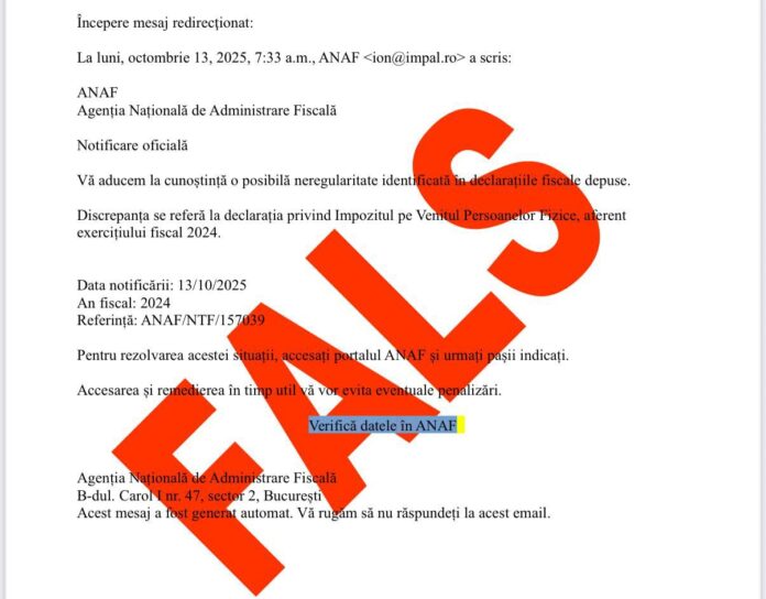 Mesaje false în numele ANAF