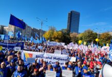 Sindicaliști din Gorj, la protestul din fața Guvernului