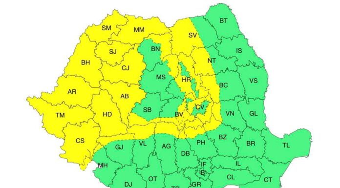 Cod galben de vreme rea pentru nordul județului