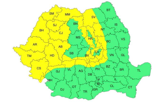 Cod galben de vreme rea pentru nordul județului
