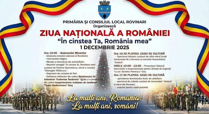 Rovinari: Programul manifestărilor de Ziua Națională