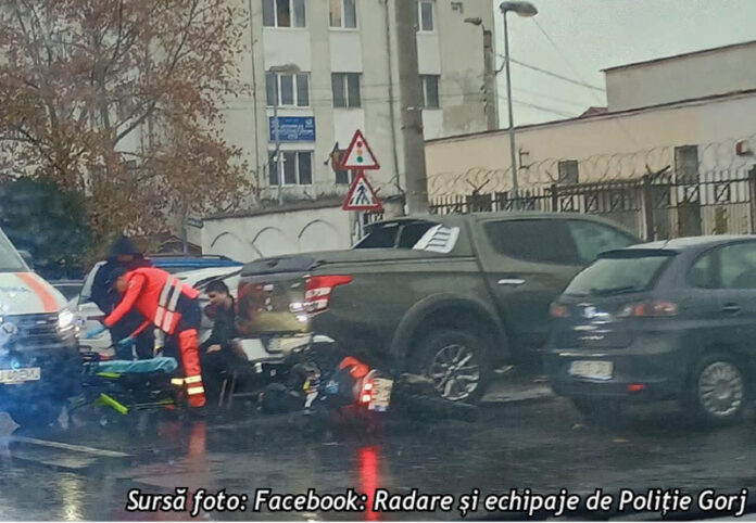 Motociclist rănit în accident, la Târgu-Jiu