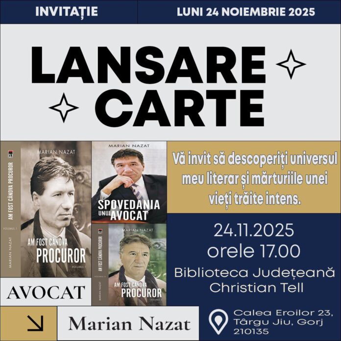 Trei noi volume semnate Marian Nazat, prezentate la Târgu Jiu