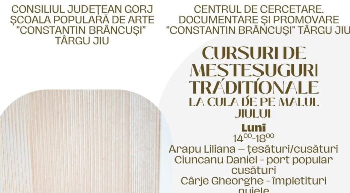 Continuă înscrierile pentru atelierele de meșteșuguri de la Târgu Jiu!