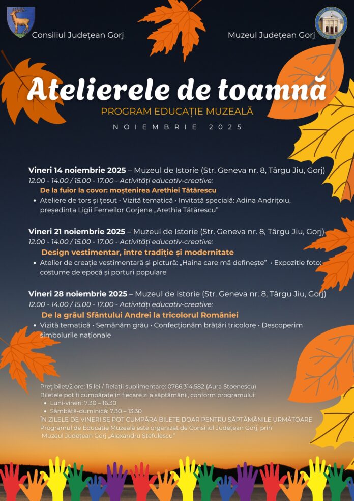 „Atelierele de Toamnă” continuă la Muzeul Județean Gorj și în noiembrie