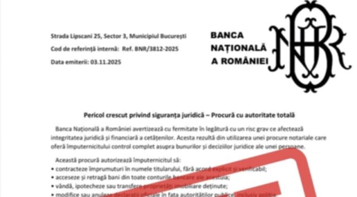 BNR avertizează: circulă un document fals cu sigla instituției
