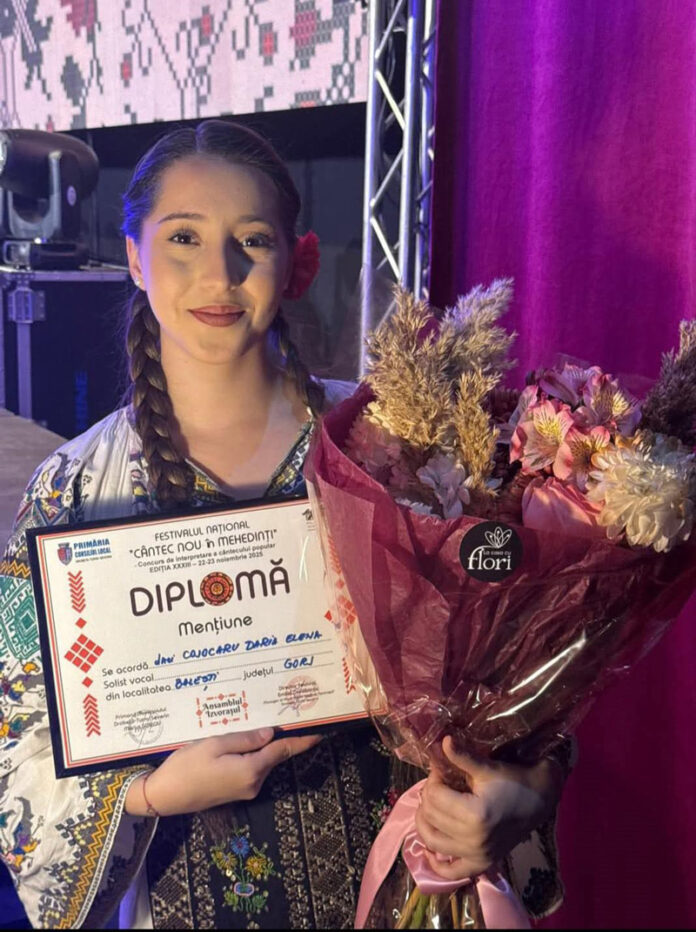 Cursantă a ȘPA Târgu Jiu, mențiune la Festivalul „Cântec Nou în Mehedinți”