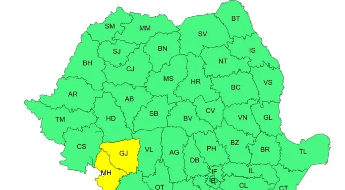 Cod galben de ploi în Gorj