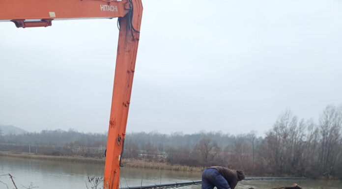 Lemnele aduse de viitură pe Jiu, îndepărtate de lucrătorii SGA