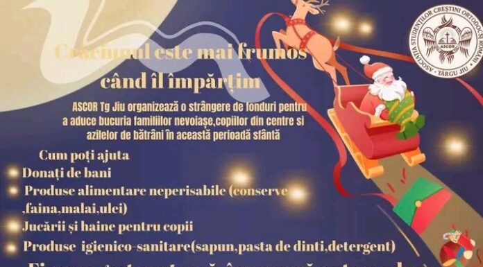 Campanie de sprijinire a persoanelor defavorizate, desfășurată de ASCOR Târgu Jiu