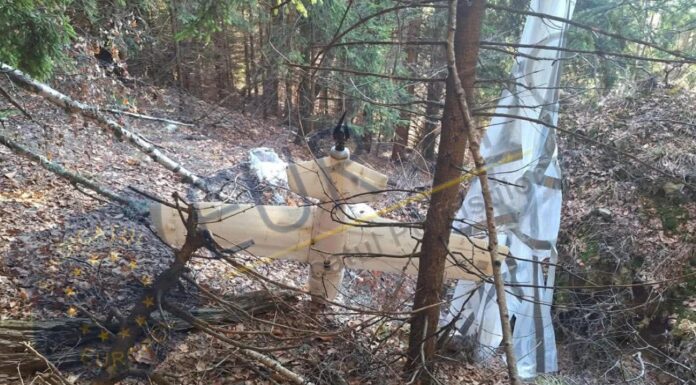 Dronă prăbușită într-o pădure din Argeș