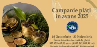 APIA a finalizat autorizarea plăților în avans pentru Campania 2025