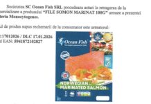 Lot de somon marinat retras urgent din magazine